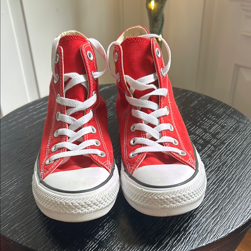 Converse Red and White High-Top Sneakers